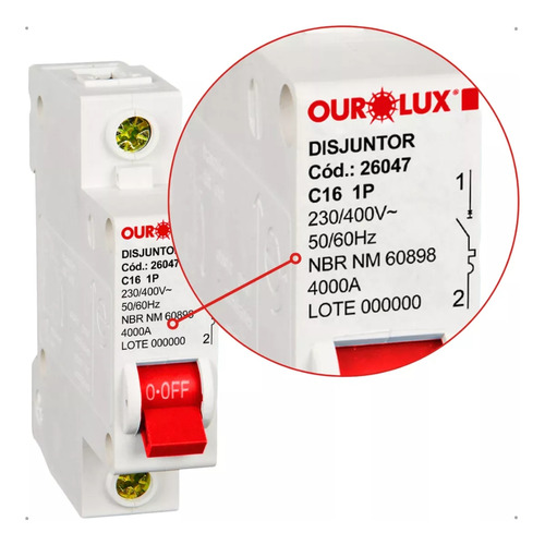 8 Disjuntor Ourolux 16a Unipolar Curva C