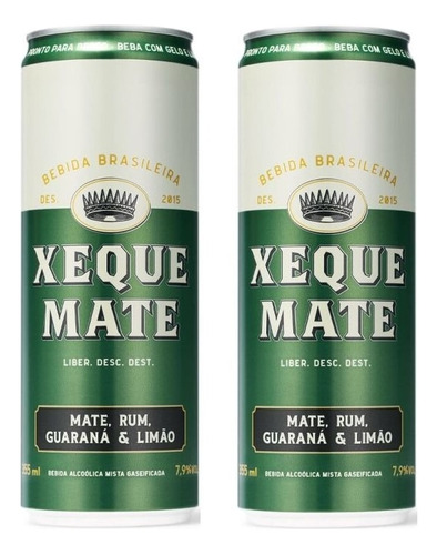 Bebida Xeque Mate Rum Mate Guaraná Limão 355ml Kit 2 Latas