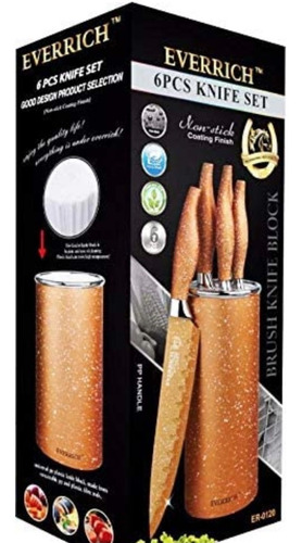 Imagen 4 de 4 de Cuchillos De Cocina Set De 5 Cuchillos + Base Everrich