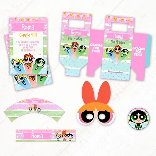 comprar Kit Chicas Superpoderosas + Props Regalo -textos Editables O