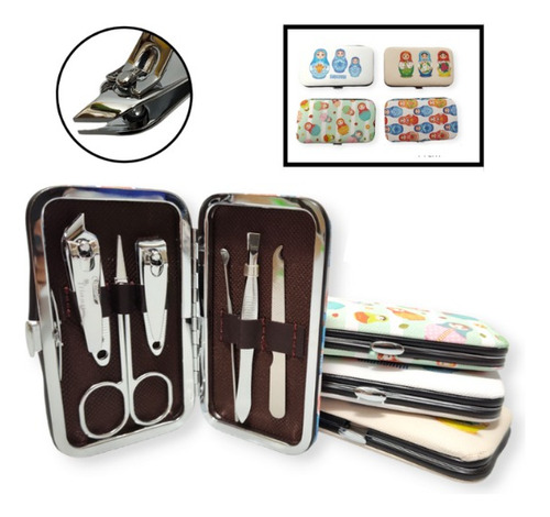 Set Manicura Estuche Estampado Pedicura Alicate X6 Mayorista