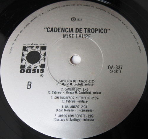 Mike Laure - Cadencia De Tropico Lp