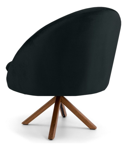 Poltrona Decorativa Base Giromad Madeira Rafa B-300 Veludo P Cor Preto Desenho Do Tecido Liso