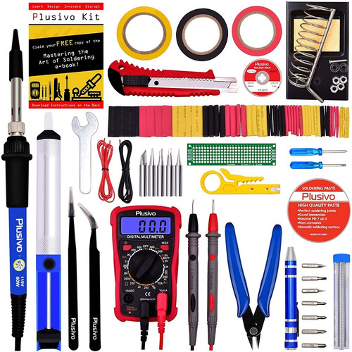 Imagen 2 de 10 de Kit De Herramientas Con Soldador 60w Ajustable Electronica