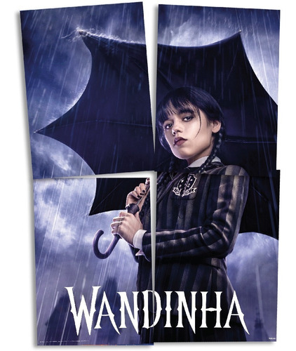 Painel Decorativo Grande Com 4 Lâminas - Wandinha Addams 