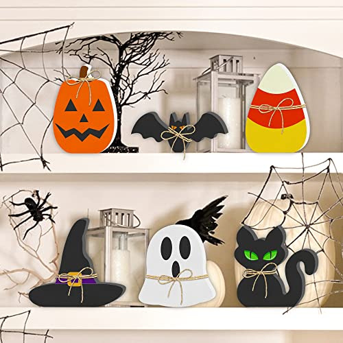 6pcs Decoración De Madera Halloween - Signos De D9qq2