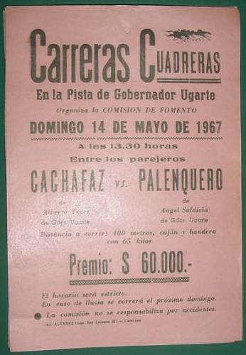 Afiche Criollo Carreras Cuadreras Ugarte Cachafaz Caballos