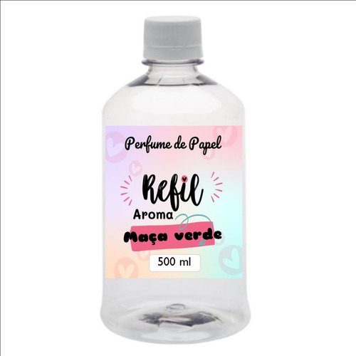 Refil 500ml Perfume Papel Cheirinho Para Caixa Maça Verde