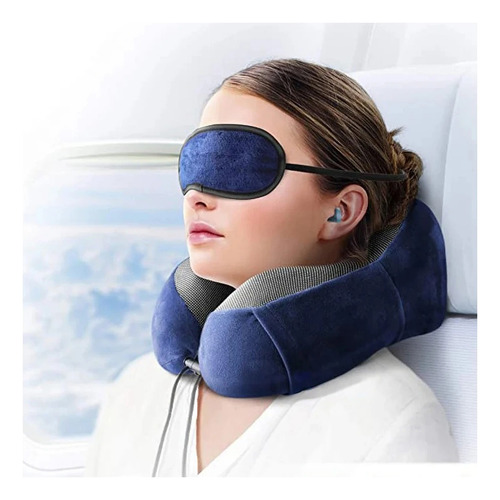 Almohada Cervical Para Viajar Azul Espuma Ho32366 Y+papel De