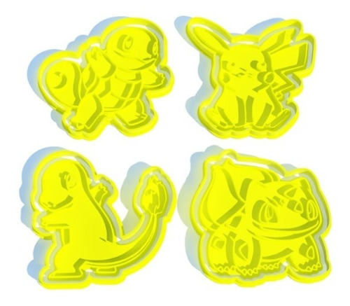 Imagem 1 de 8 de Cortador De Pasta Americana Do Pokemon 4 Peças Pikachu