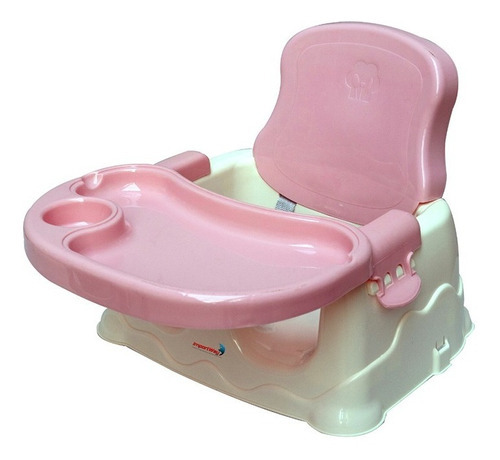 Cadeira De Alimentação P/ Bebê Portátil Booster Baby Ajuste Cor Rosa Liso