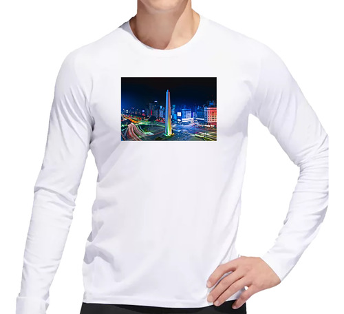 Remera Hombre Ml Obelisco Noche Buenos Aires Monumento M2