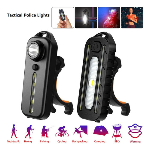 A Linterna Policial Recargable Por Usb Con Luz Trasera Para
