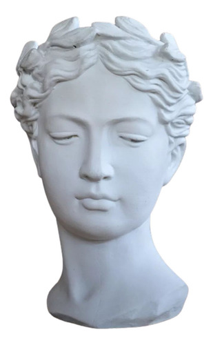 Maceta Busto Cemento Cabeza Romana Blanca