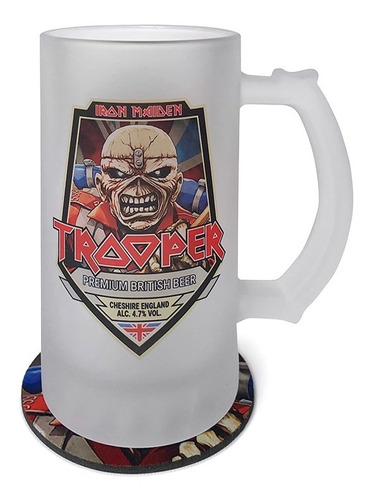 Tarro Cervecero De Iron Maiden, Incluye Porta Vaso