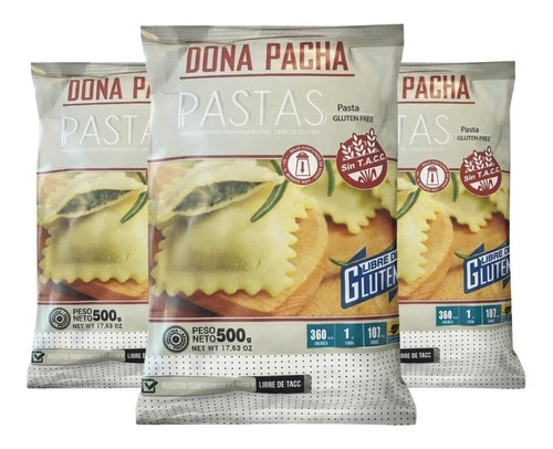 Premezcla Para Pasta Doña Pacha Ñoquis Sin Tacc 500g Pack X3