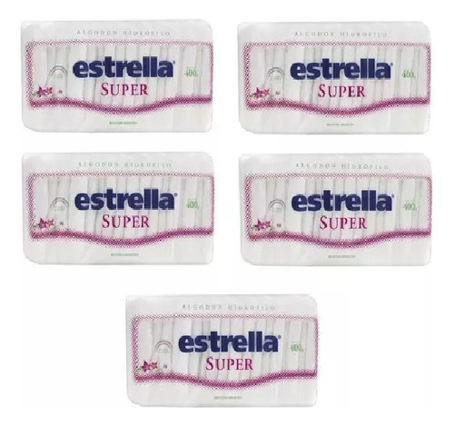 5 Pack Estrella Algodón Súper Máxima Suavidad X 400 Grs