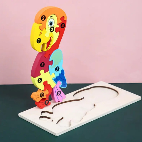 3 Pz Rompecabezas Didáctico De Madera De Animal Para Niños