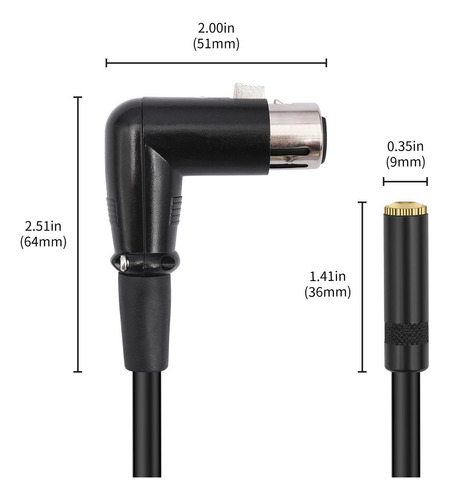 Cable De Ángulo Xlr Xlr De 90 Grados, 1 35 Trs A Xlr Macho