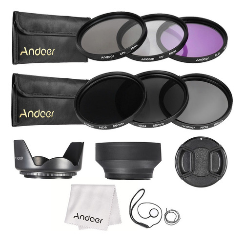 Kit De Filtros De Lente Andoer De 55 Mm Uv+cpl+fld+nd (nd2 N