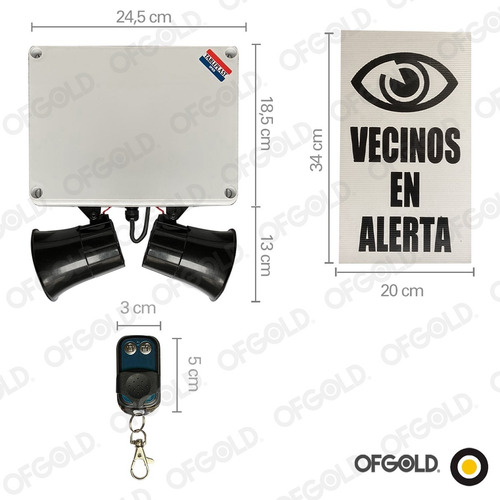 Kit Alarma Vecinal 50mts Doble Sirena Pánico + Controles