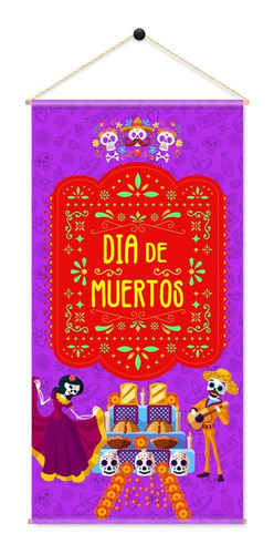 Adorno Dia De Muertos O Halloween 2 Pendones 1x0.5mt