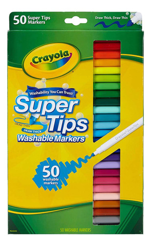 50 Plumones Crayola Marcadores Delgados Lavables Super Tips