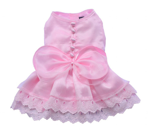 Imagen 1 de 7 de Producto Ropa Para Perro Vestido Rosado Con Tela Tipo Seda