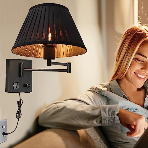 Aplique De Pared Enchufable Lámpara De Pared Con Brazo Oscil