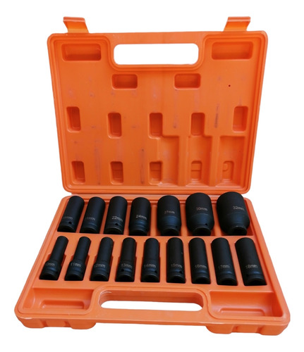 Juego Kit  Set Dados De Impacto 1/2, 16 Piezas De 10 A 32 Mm