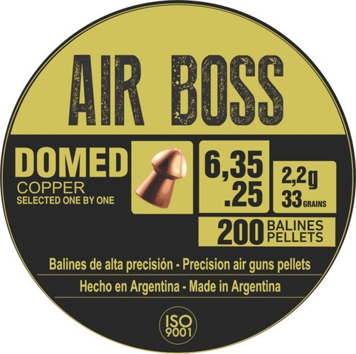 Balines Apolo Air Boss Domed Copper 6.35 Mm X 200 33 Gr 2.2g