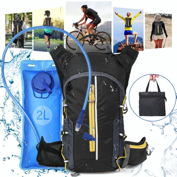 Mochila Hidratación Hiking Campismo Ciclismo+bolsa De Agua2l Amarillo