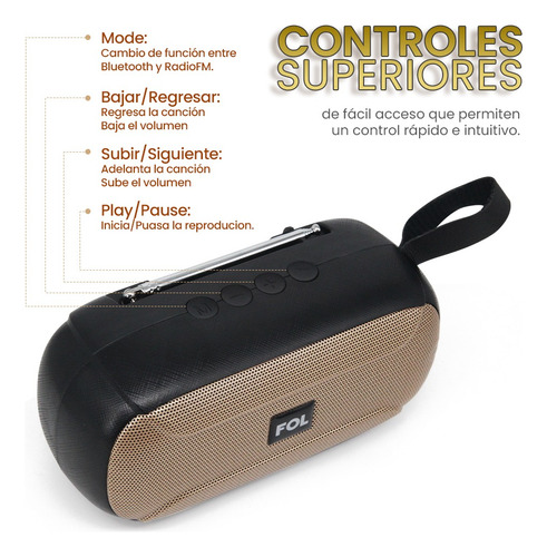 Bocina Portatil Bt Fm Sd Usb Recargable Negro