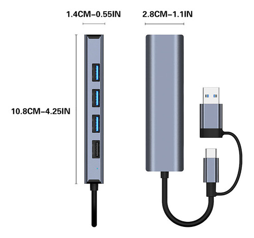 Adaptador Usb 3.0 A Ethernet, Hub Multipuerto 5 En 1 Con Gig
