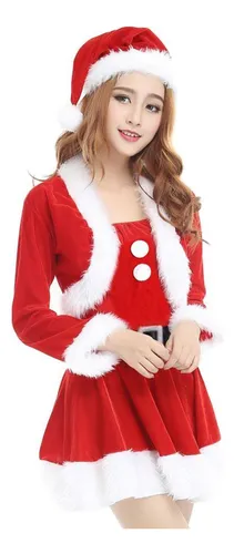 Traje De Traje De Papá Noel Para Mujer, Ropa S Manga Larga