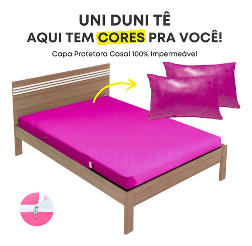 Capa De Colchão Casal Kit Protetores Impermeavel Rosa