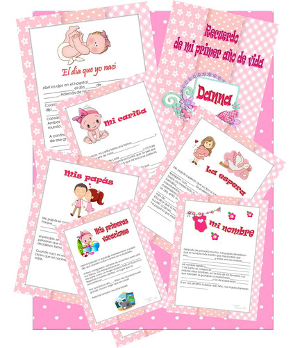 Kit Imprimible Album Mi Primer Añito Para Niña (19 Paginas)