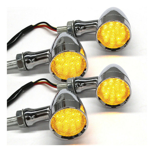 4x Chrome Amber Led Bullet Stop Brake Running Turn Signa Aam