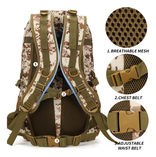 Mochila Táctica C-desdert 40l Camuflaje Escolar Usb Color Nombre Del Diseño