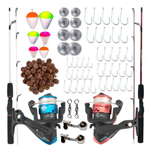 Kit De Pesca Completo Suporta 6kg 2 Vara 2 Molinete E Itens