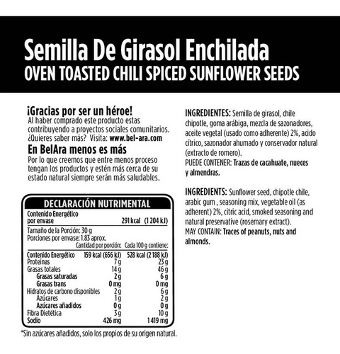 11 Pzas Semilla De Girasol Bel Ara Enchilada 55 G