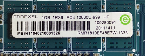 Memoria Ddr3 Ramaxel 1gb 1rx8 Pc3 - 10600u 1333mhz Para Pc (Usado)