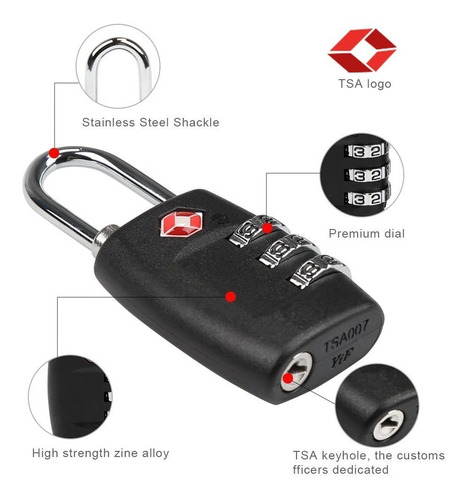 Candado Tsa Equipaje De Seguridad - Combinación De 3 Dígitos