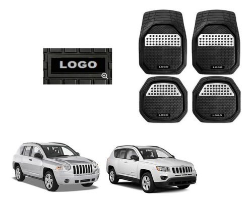 Tapetes 4 Piezas Charola 3d Logo Jeep Compass 2007 A 2017