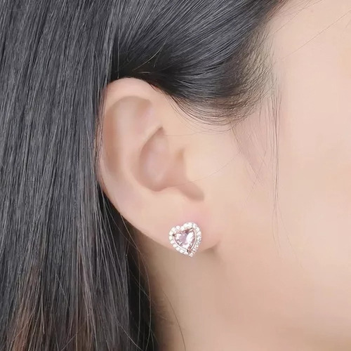 Aretes Pendientes Plata 925 Baño Oro Con Gema De Morganita