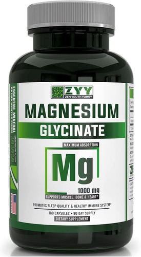 Glicinato Magnesio 180cap Zyy - Unidad a $1329