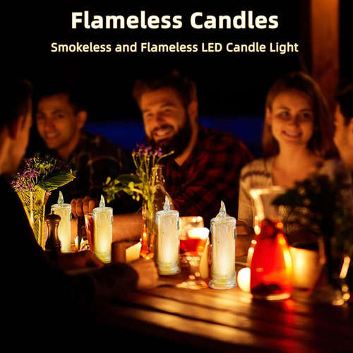Para Kit De 2 Velas Led Decorativas Medianas Con Llama Y