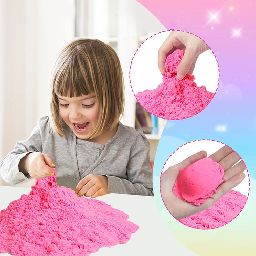 Tina De Arena Mágica Moldeable Con Moldes Didácticos 2500g Color Rosa