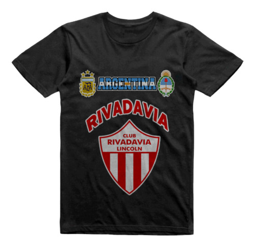 Remera Algodon Negra Rivadavia De Lincoln