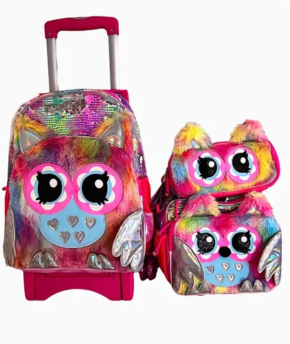 Set Escolar Kit Mochila Luvia Con Carrito De Buho Ergon mic
